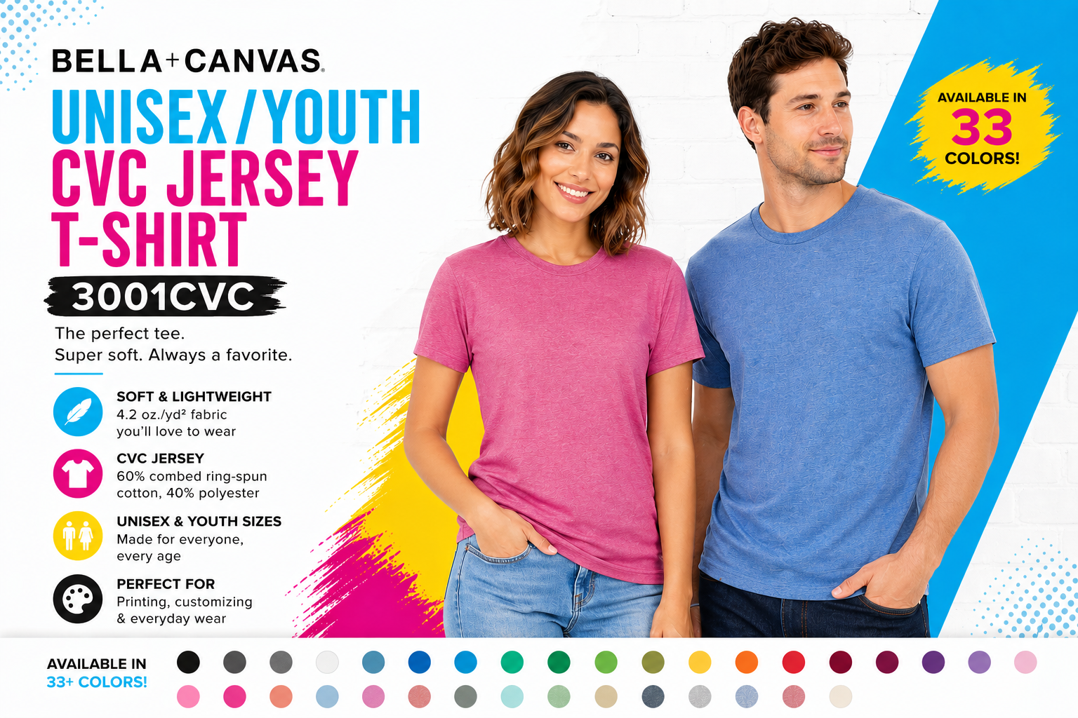 Bella+Canvas Unisex/Youth CVC Jersey T-Shirt-3001CVC