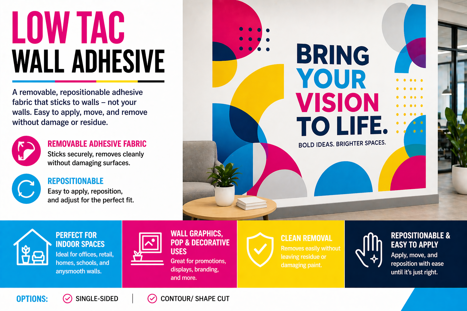 Low-Tac Wall Adhesive