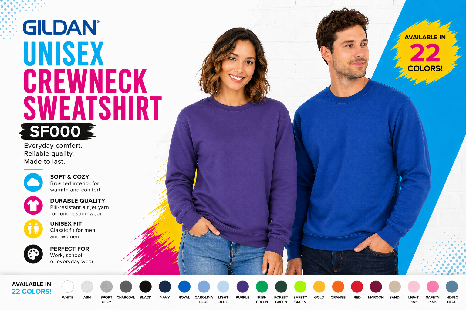 Gildan Unisex Crewneck Sweatshirt-SF000