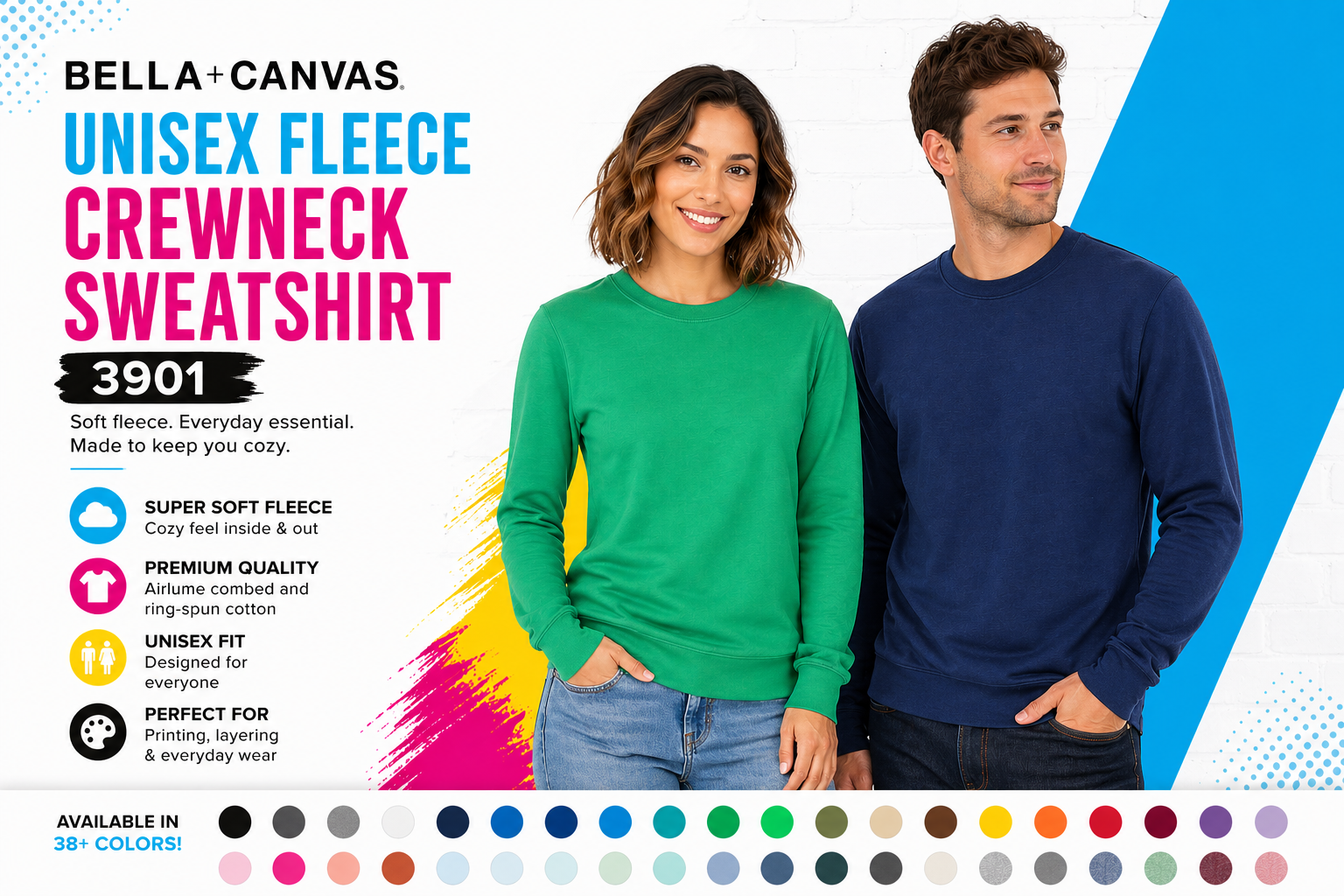 Bella+Canvas Unisex Fleece Crewneck Sweatshirt- 3901