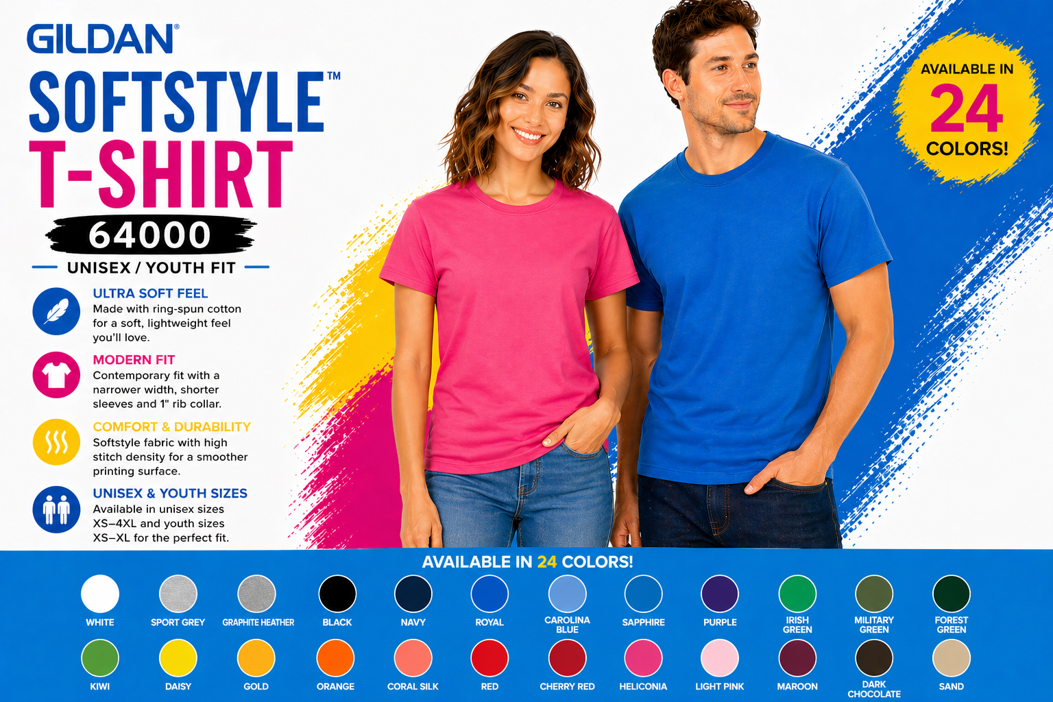 Gildan Unisex/Youth Softstyle T-shirt- 64000