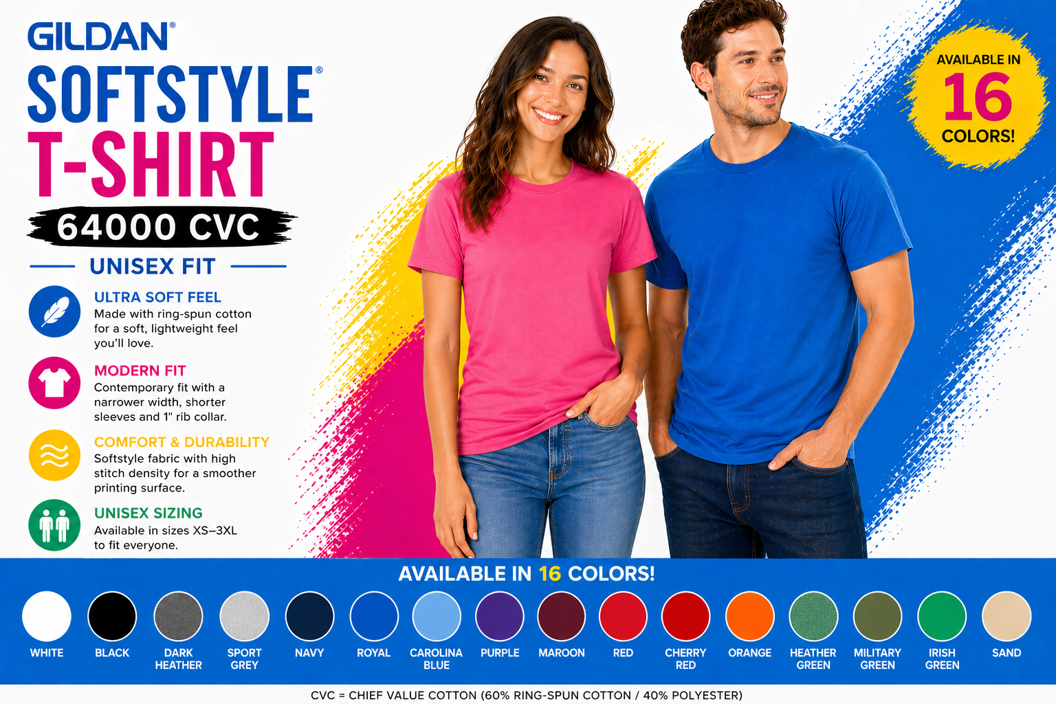 Unisex Gildan Softstyle T-Shirt-64000 CVC
