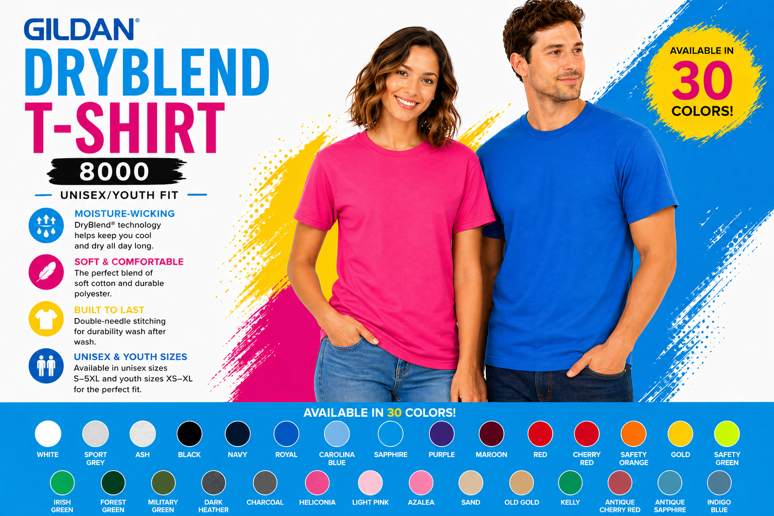 Gildan Unisex/Youth DryBlend T-Shirt- 8000