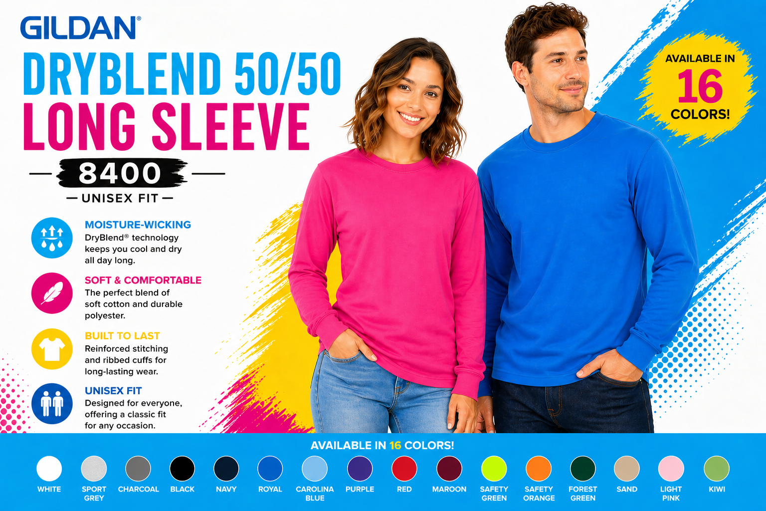 Gildan Unisex DryBlend 50/50 Long Sleeve- 8400