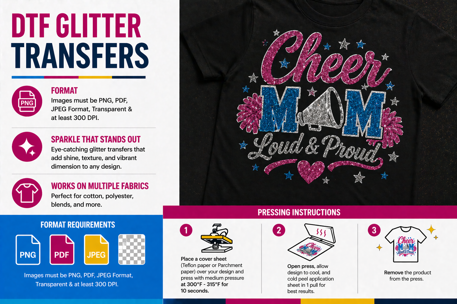 Glitter DTF  Gang Sheets