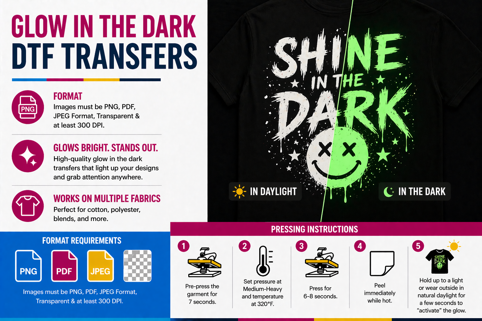 Glow In The Dark DTF Transfers