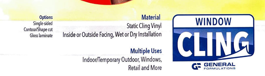 Window Cling- General Formulations